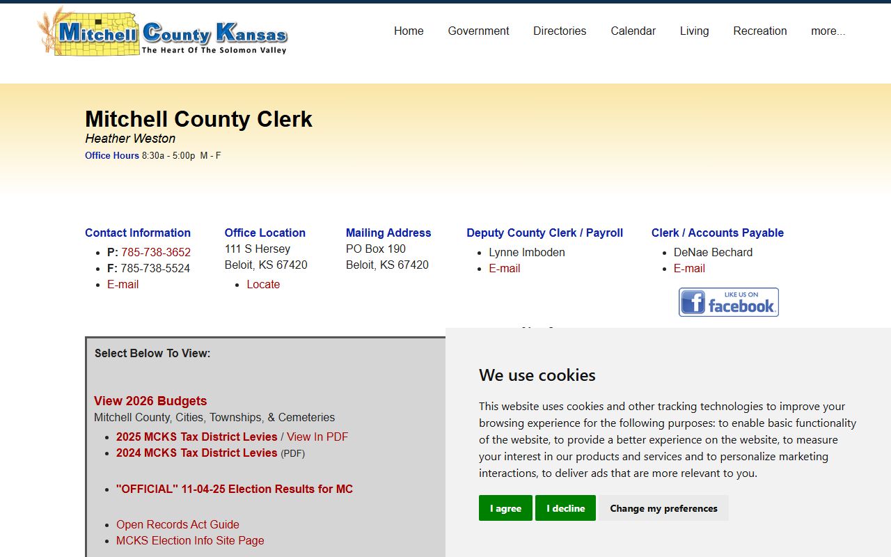 Mitchell County Clerk of the District Court records county clerk distinction