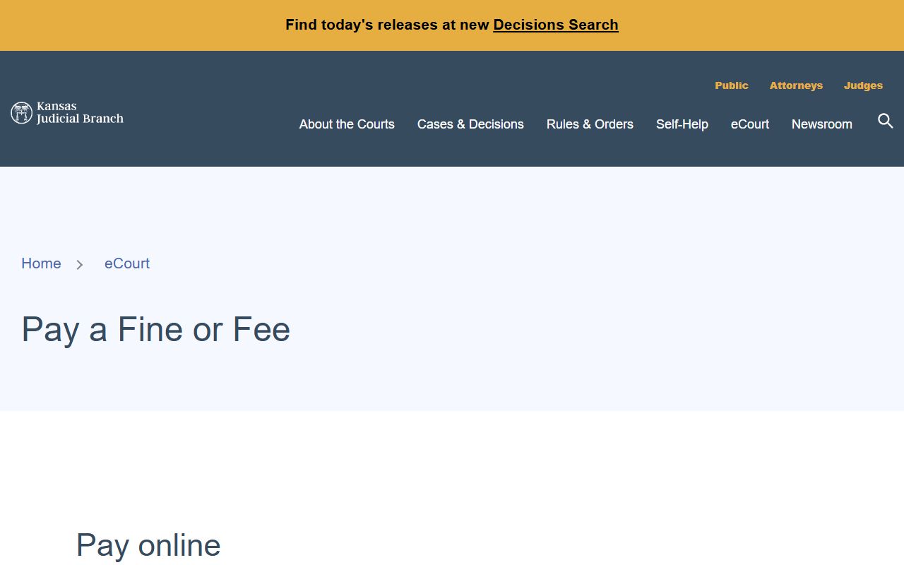 Mitchell County court dockets Kansas Central Payment Center