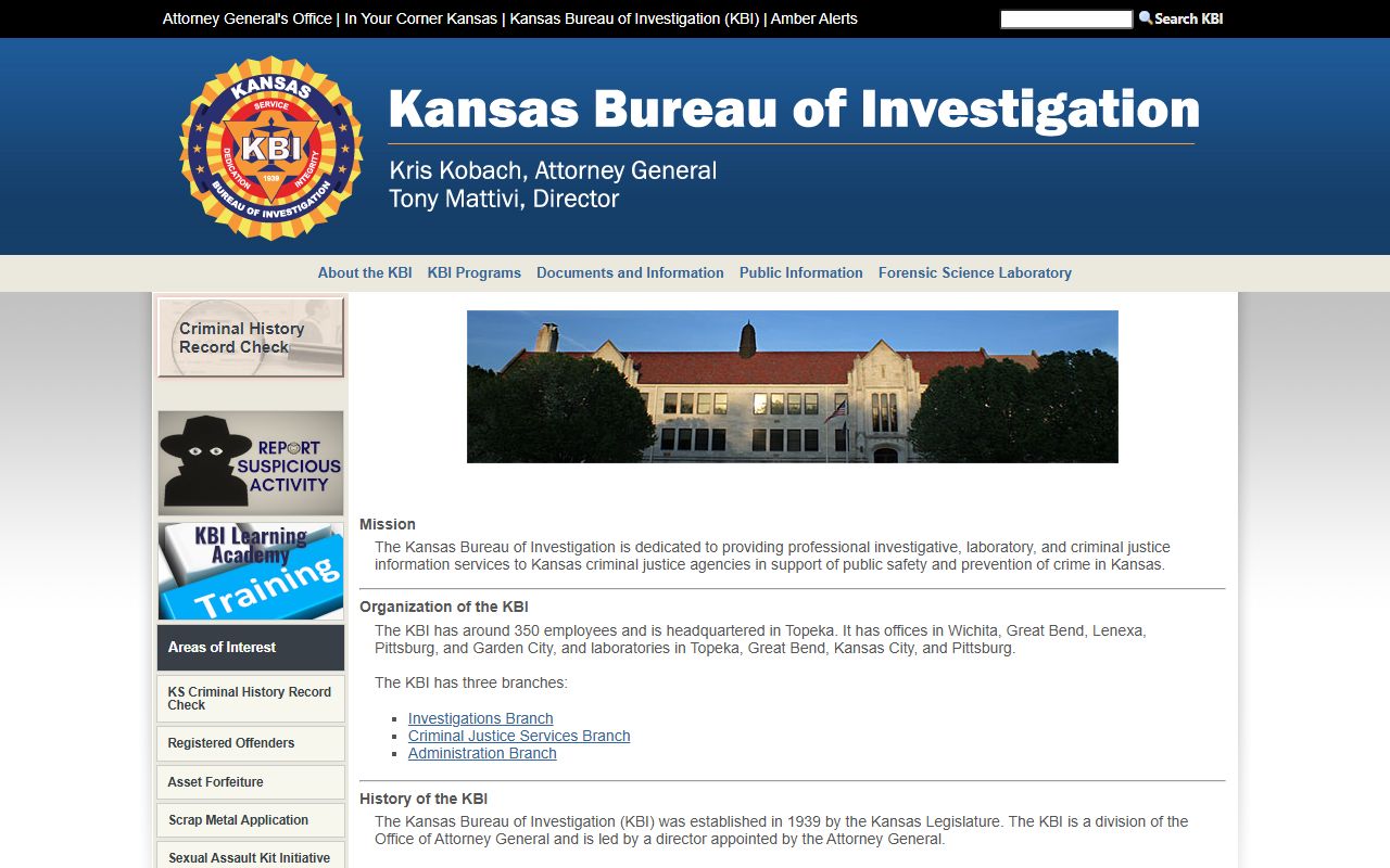 Mitchell County criminal court records Kansas Bureau of Investigation