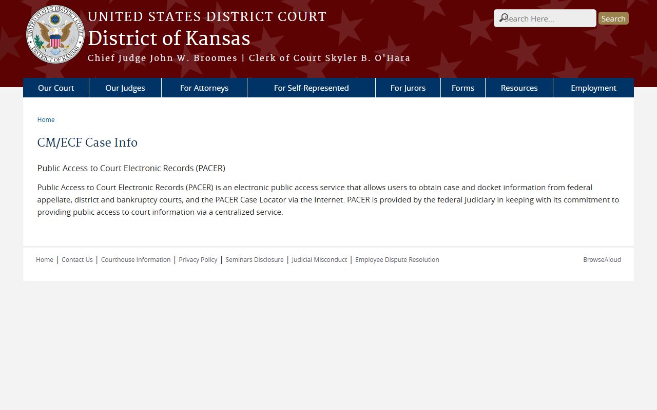 Mitchell County probate records District of Kansas CM ECF distinction