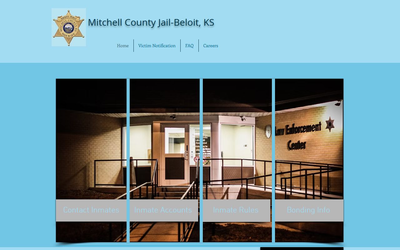 Mitchell County Jail page with sheriff and jail contact information